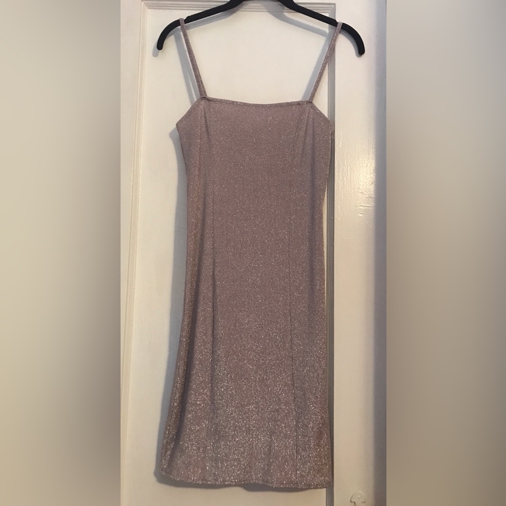 Forever 21 shimmery pink silver body con mini dress size s